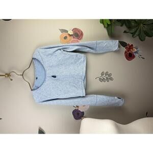 Gymshark Blue Fleur Textured Long Sleeve Crop Top - Size - Small